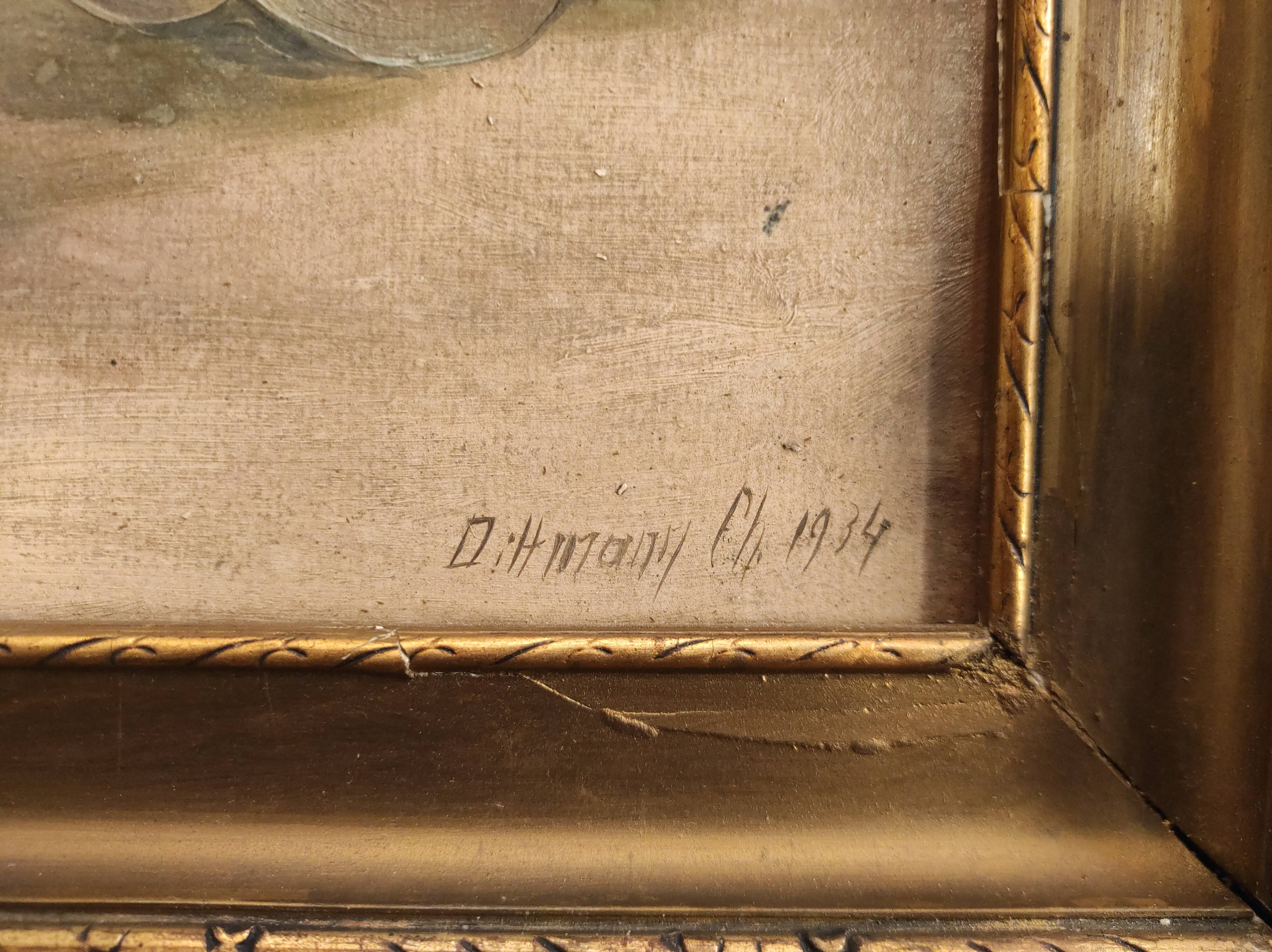 Nature morte vintage, signée Dihlmann, 1934