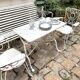 Table bistrot en marbre gris et fonte de fer blanche 90 x 50 cm