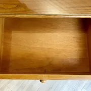 Cane work desk / Rattan glass top 9 drawers shallow depth