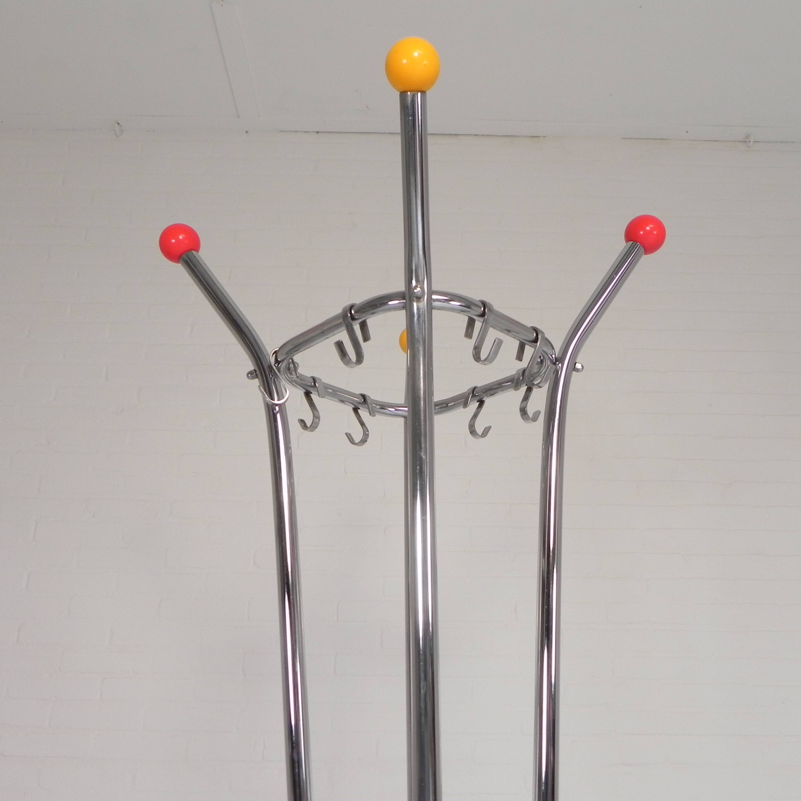 Rare chrome coat rack with colored balls, 1950s