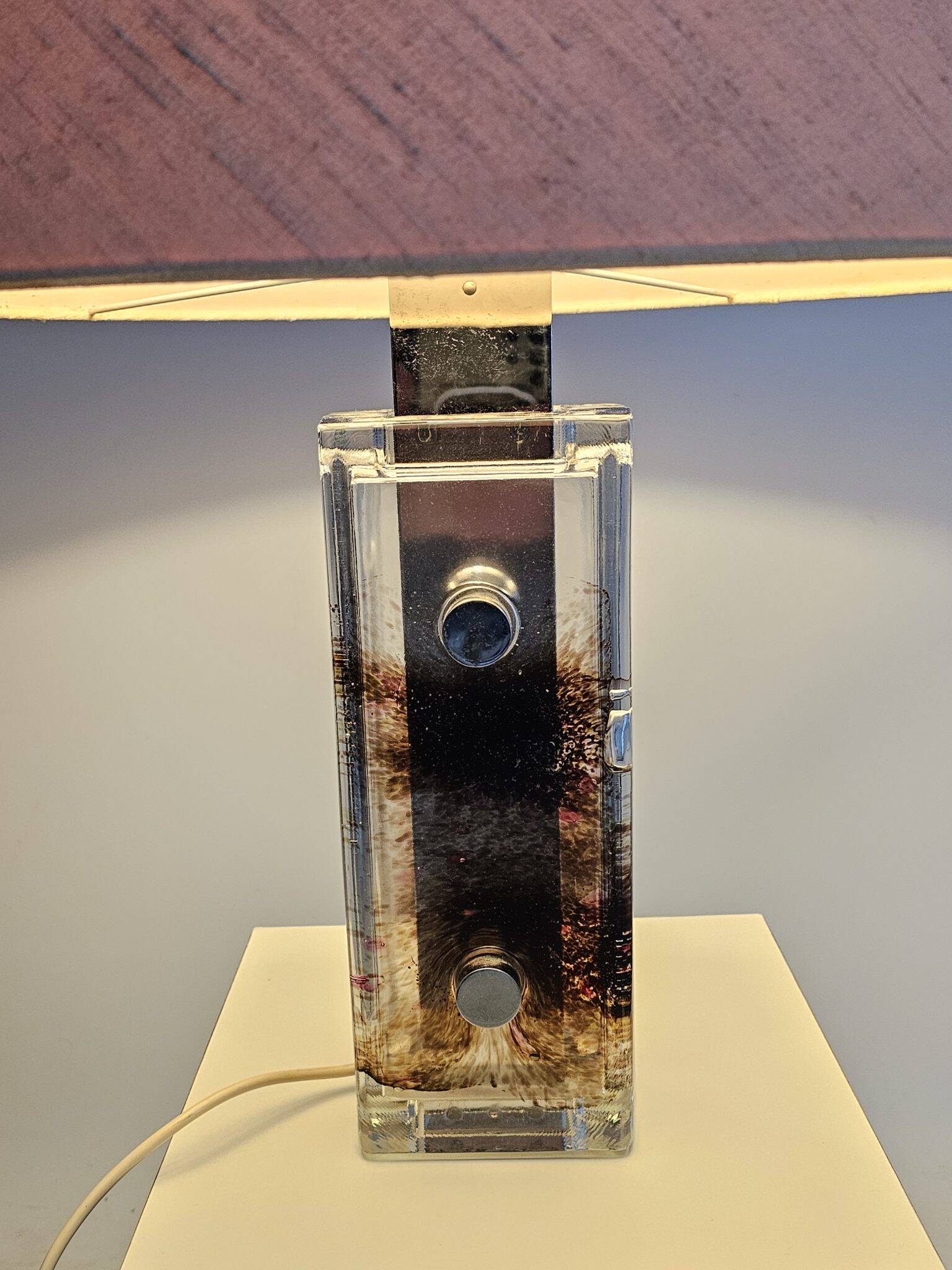 Table lamp from Glashutte Limburg thick glass floral theme