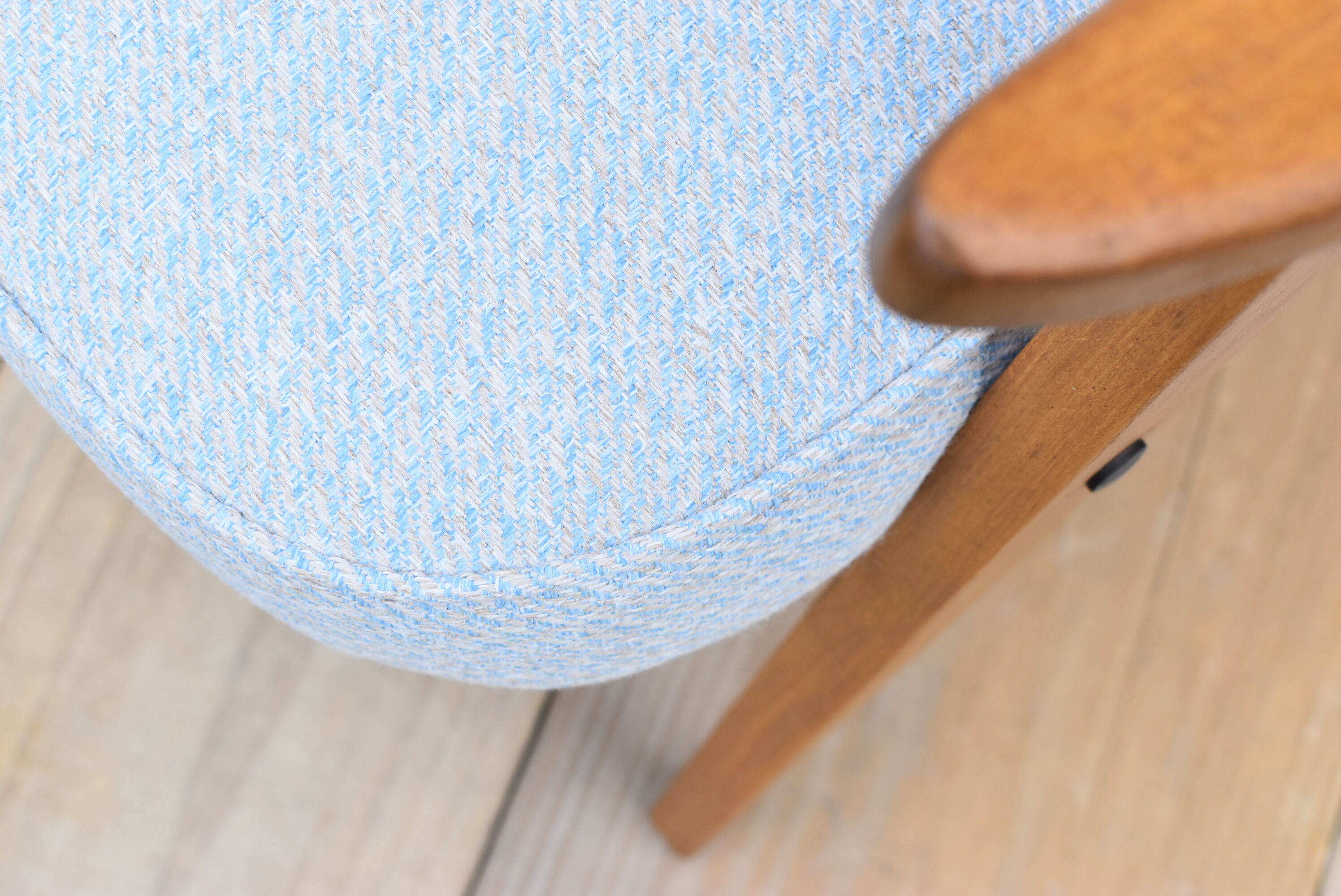 Vintage restored armchair, 1960s, light blue fabric