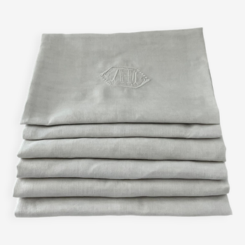 6 serviettes en fil de lin, trousseau d'Amandine
