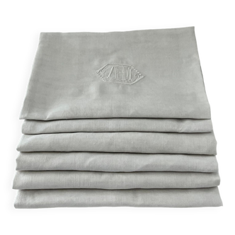 6 linen thread towels, Amandine's trousseau