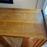 Wood and rattan cabinet 60s