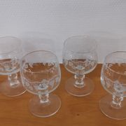 Set of 6 water glasses on feet, grape decoration and Luminarc vine shoot