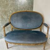 Banquette en bois doré sculpté et mouluré de style Louis XVI Époque XIX eme siècle