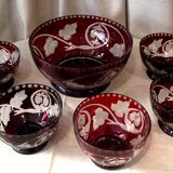 Boheme crystal dessert set comprising a salad bowl and 5 assorted cups
