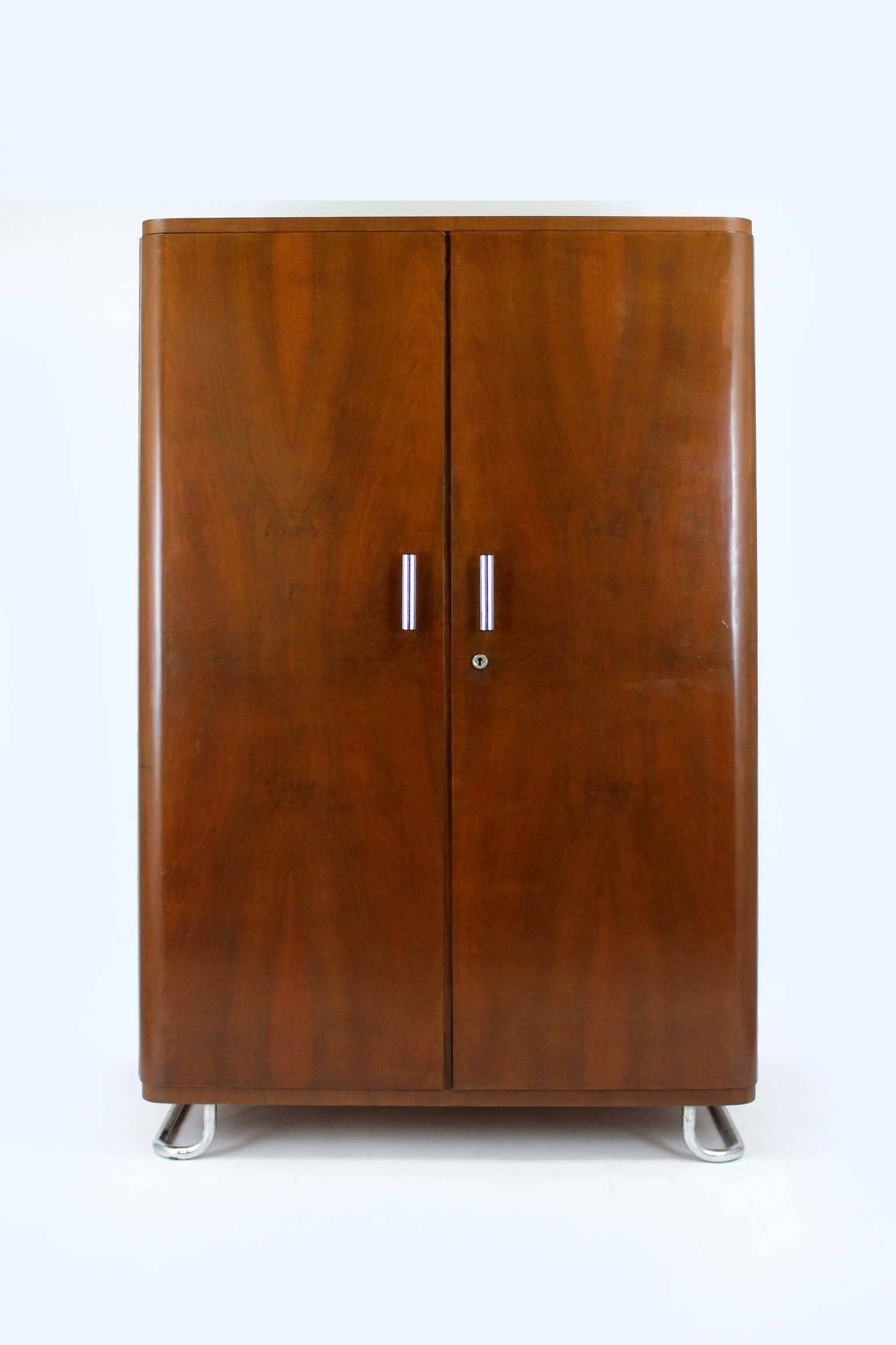 Bauhaus Chromed and Tubular Steel Wardrobe from Hynek Gottwald, 1940s