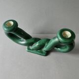 woven ceramic candlestick, slip, 1970s, Vallauris