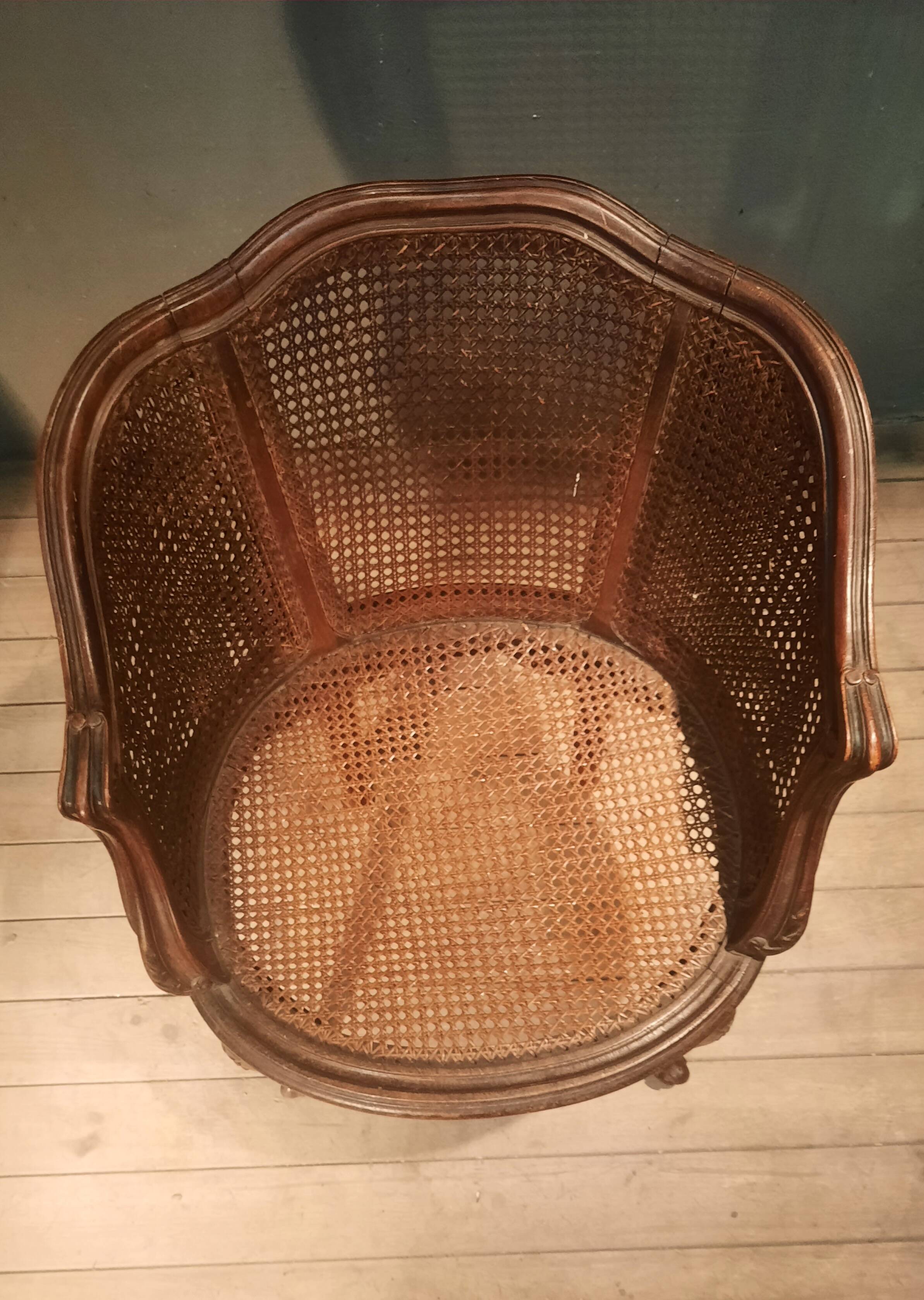 Fauteuil de burreau canné style Louis XV