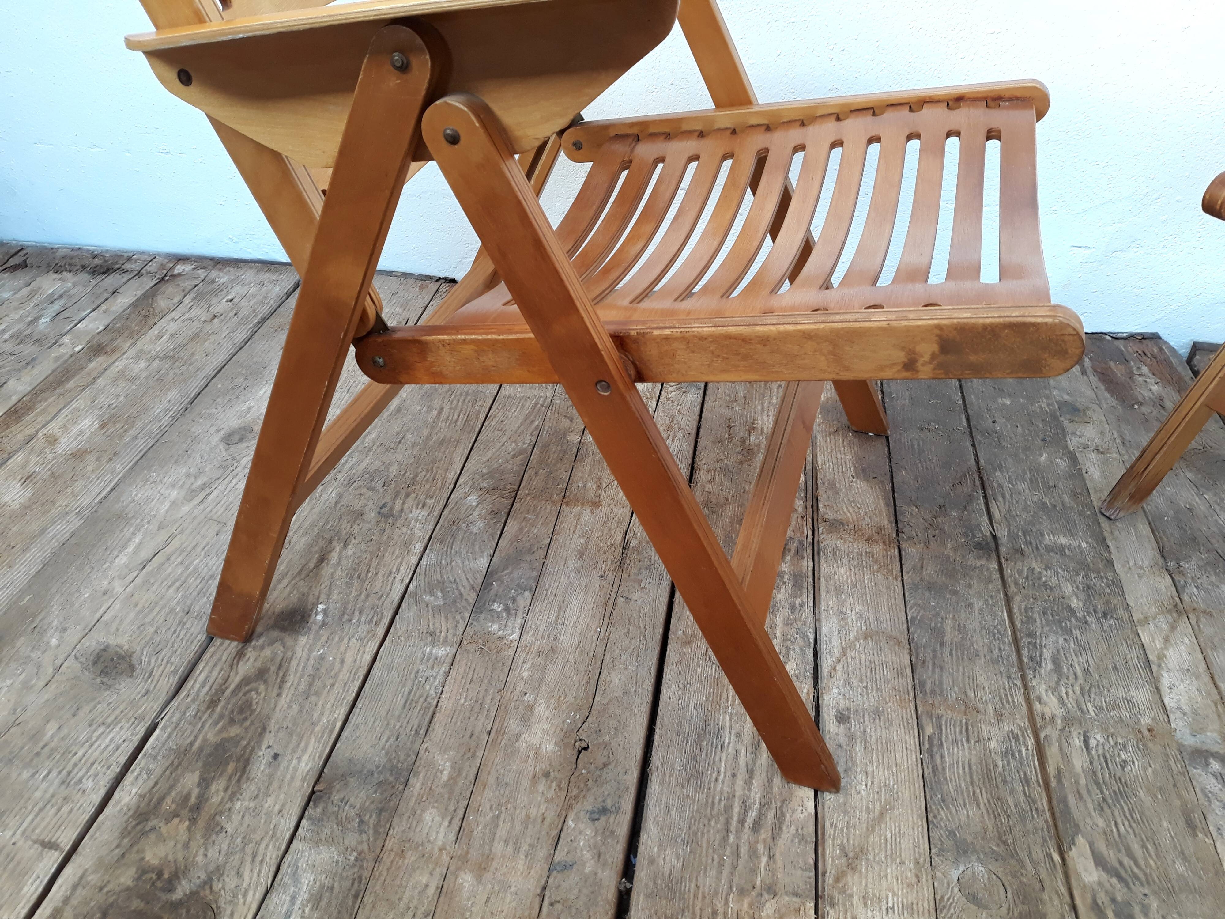 2 folding chairs vintage Rex lounge by Niko Kralj design