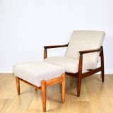 Fauteuil GFM-64, design d'Edmund Homa des années 70, bouclé beige - 2 pièces disponibles