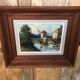 Oil painting on canvas s. audrey riverside + wood frame #a218
