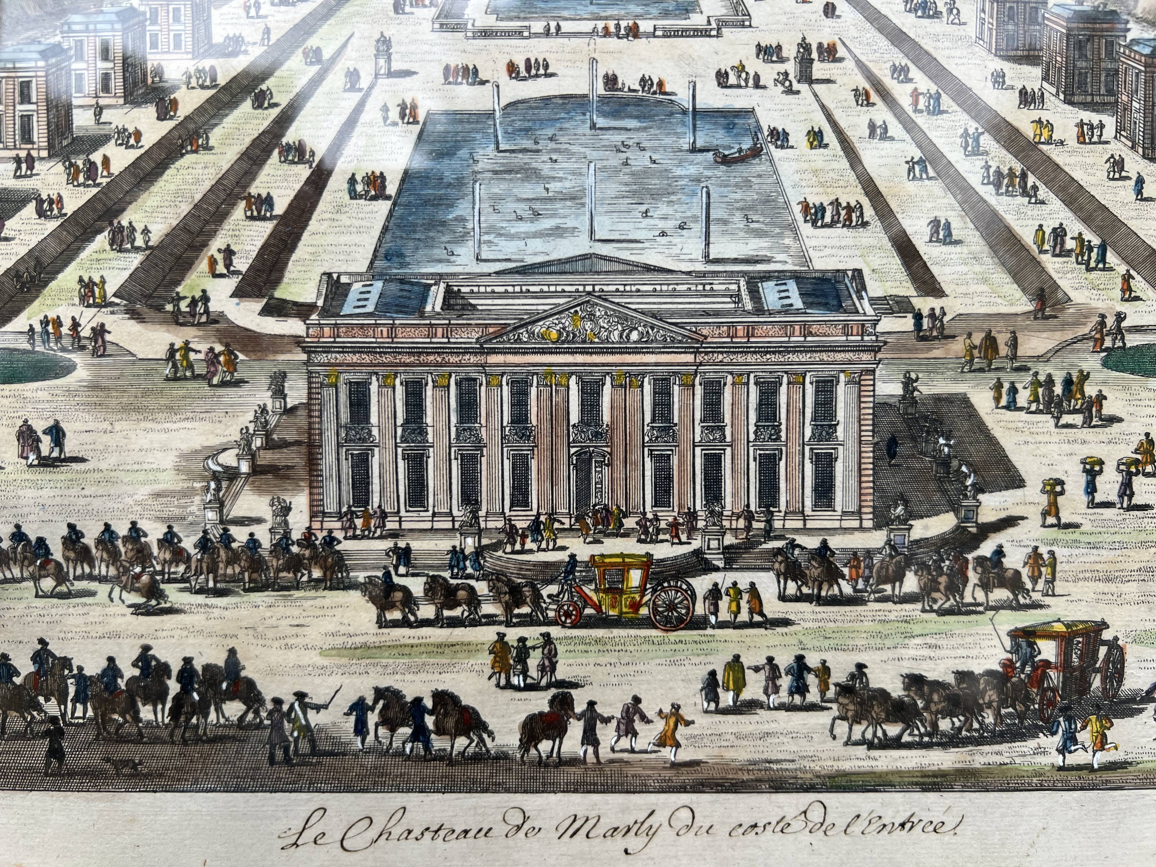 18th century optical view – Château de Marly – Old engraving
