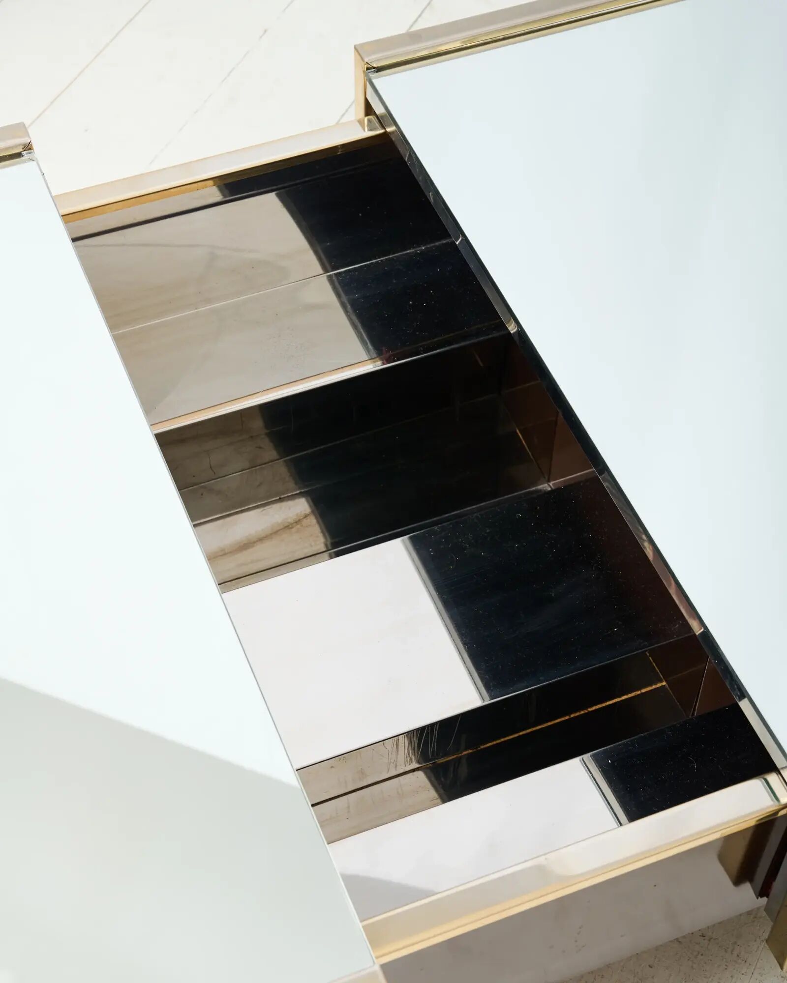 Table basse bar miroir et marron, Willy Rizzo, Cidue, 1970s