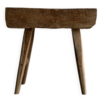 Small organic blond Asian teak quadripod bench - Dua Belas