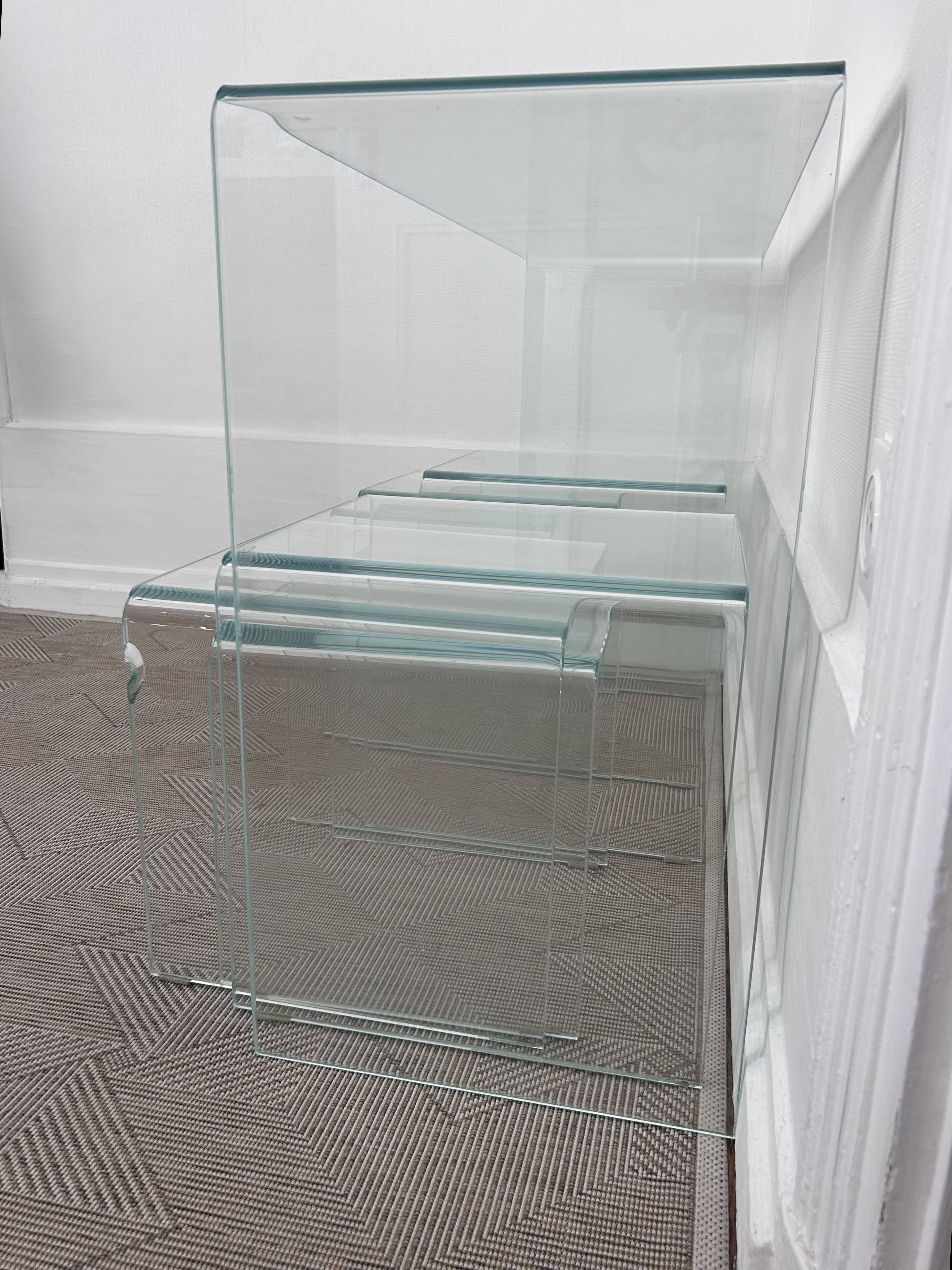 Console glass Akante and nesting side tables
