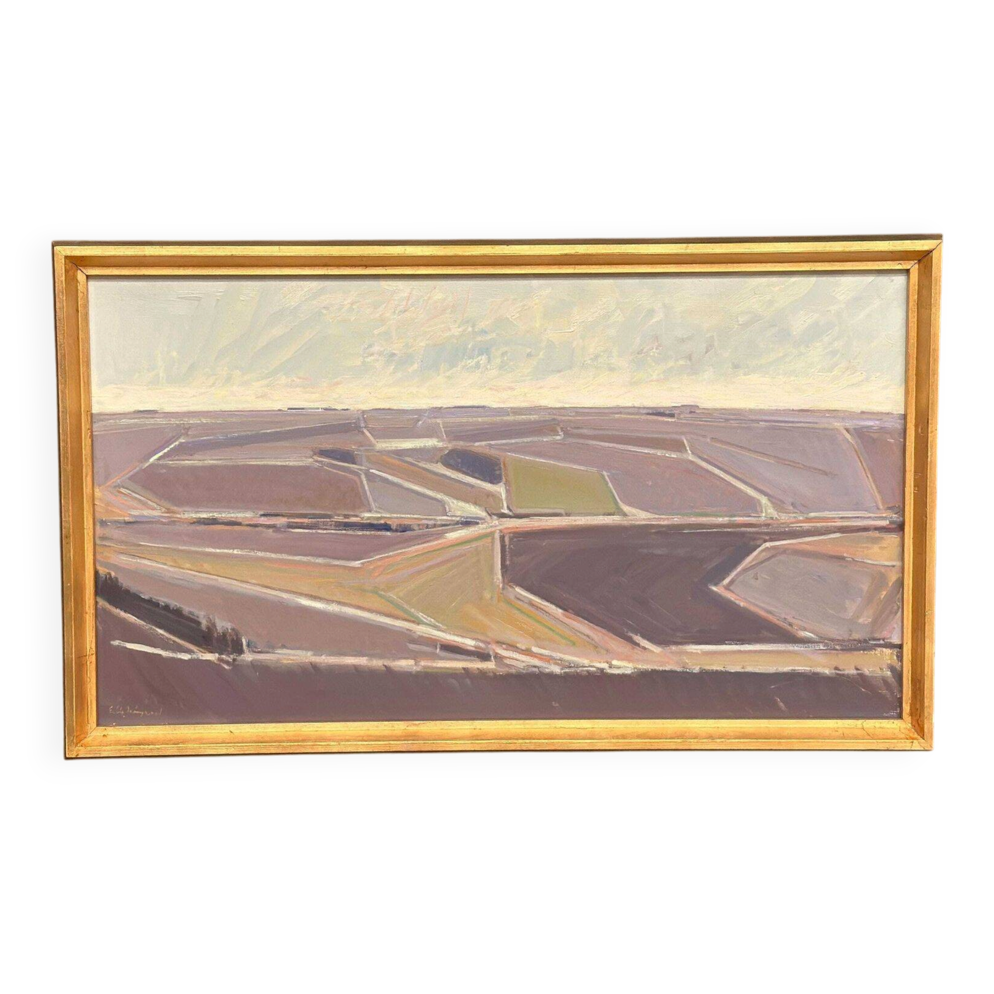 Original Large Danish Oil On Canvas – “Landscape, Denmark” By Erik Nörgaard – Vintage & Framed