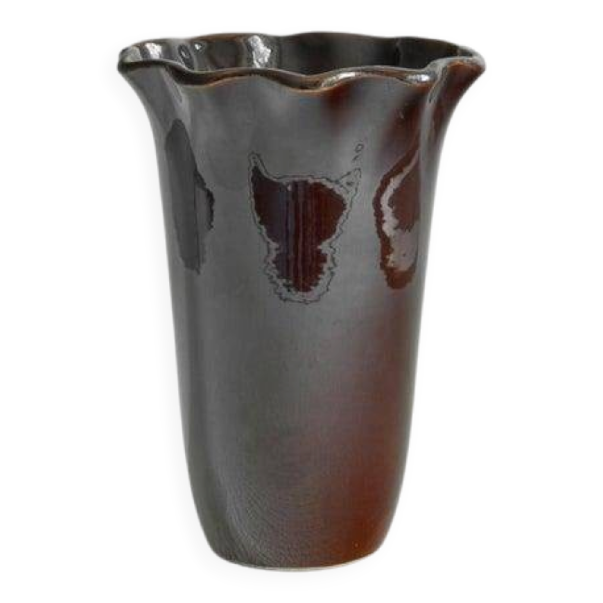 'Ondulé' vase in glazed ceramic Poët-Laval 1960s