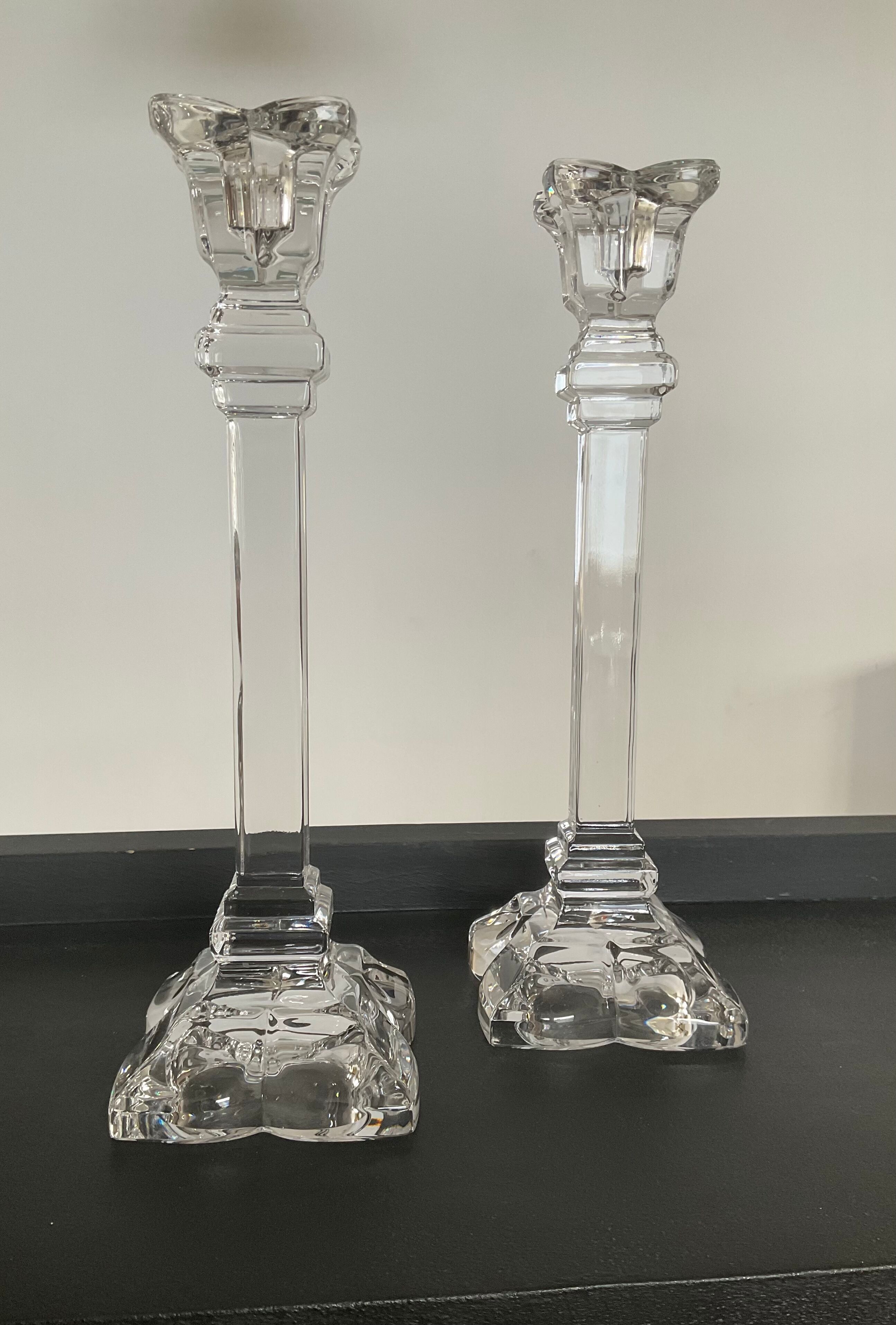 Pair of vintage crystal torch candlesticks from the 70s