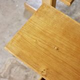 Series of 3 side tables in oak and pine