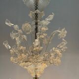 Venetian chandelier in colorless murano glass, 12 light arms, circa 1900