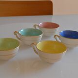 5 earthenware coffee or tea cups from saint amand france 1950