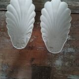 Pair of white earthenware shells 19th