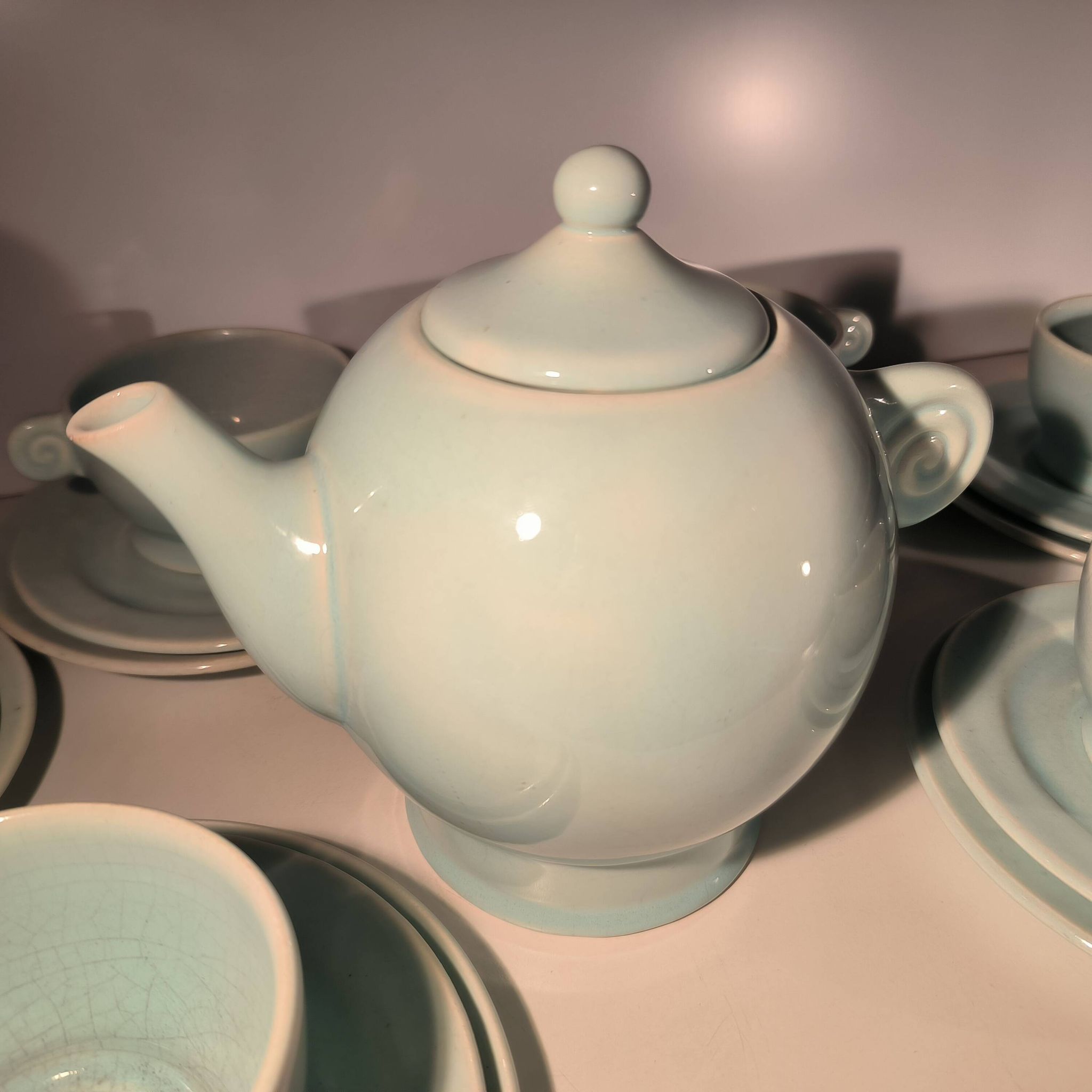 Jean luce for villeroy & boch mettlach, rare art deco blue tea service c
