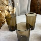Six glasses, smoked glass, Vereco, 1970s