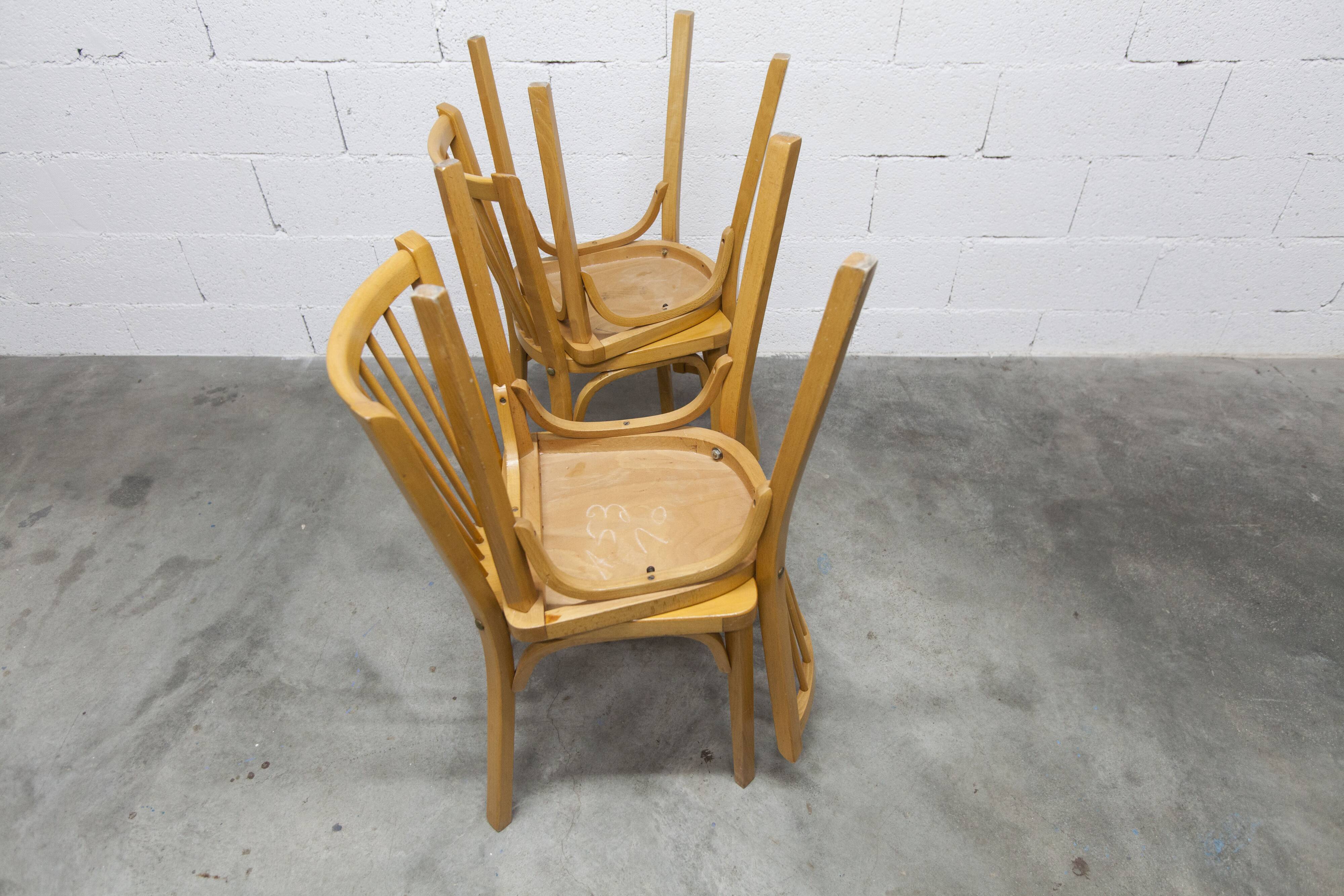 Set of 4 Baumann bistro chairs model 153 stamped 1981.