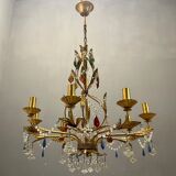 Lustre italien en verre de Murano doré doré en or florentin