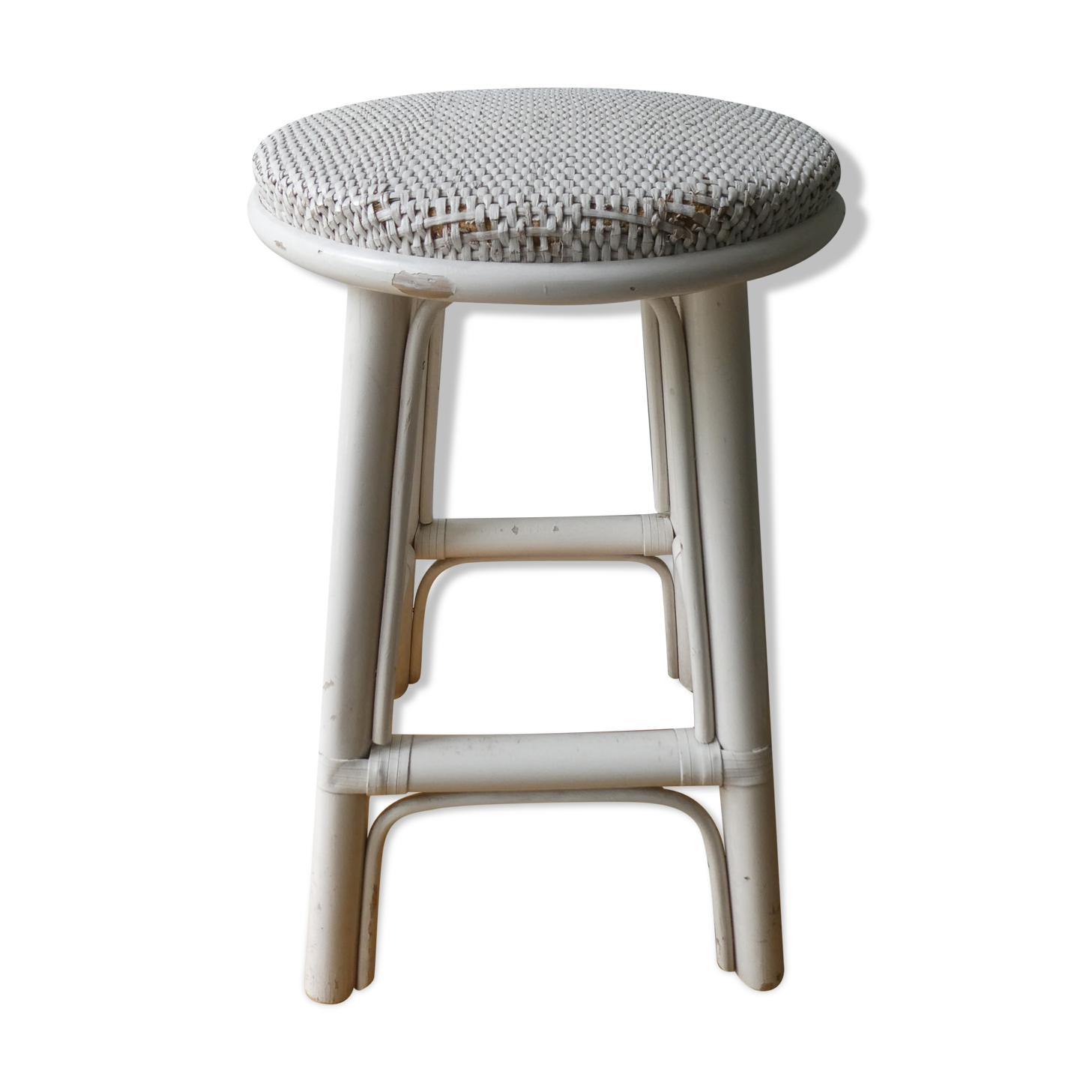 White rattan stool