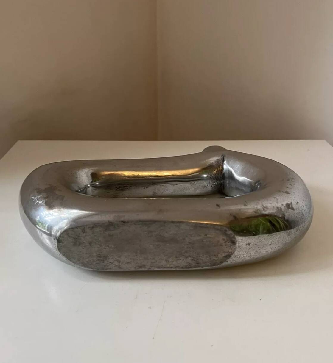 Vintage 1970s asymmetrical cast aluminum modernist soliflore vase