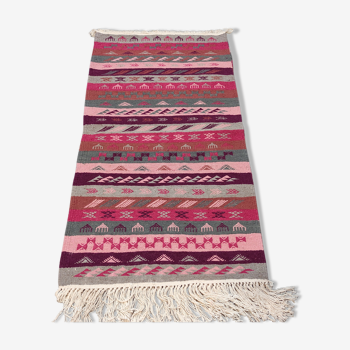 Tapis rose rayé, tapis kilim marocain tapis berbère fait entièrement à la main tapis beni ourain