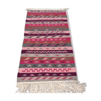 Tapis rose rayé, tapis kilim marocain tapis berbère fait entièrement à la main tapis beni ourain