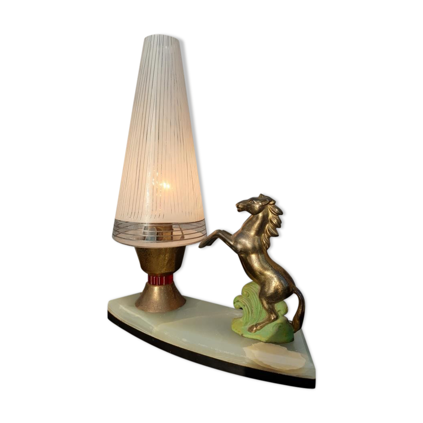 Art deco horse pitched bedside lamp 1930