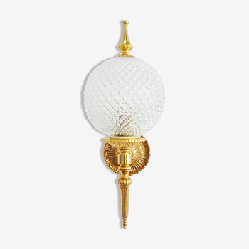 Golden mid century wall lamp by JSB Leuchten with glass ball shade