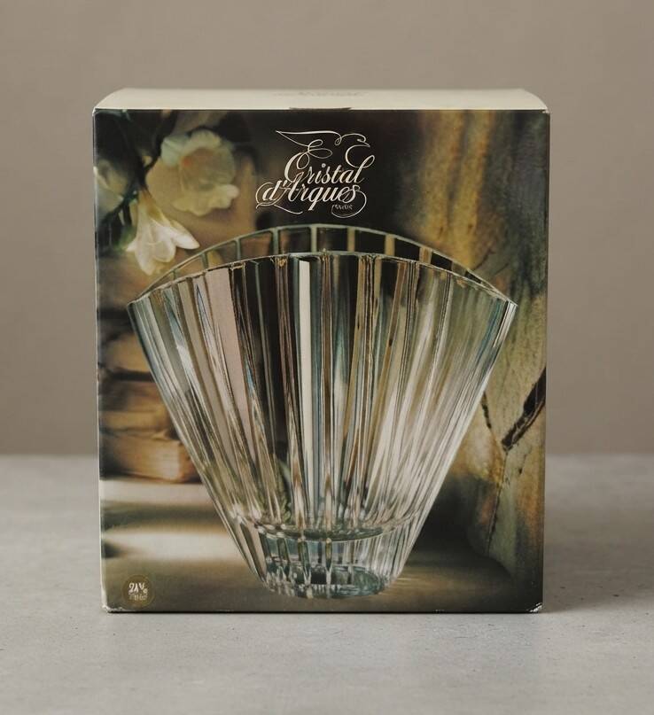 Lead crystal fan vase - Cristal d'Arques, 1980s
