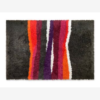 Carpet Desso Rya rug red orange pink space age pop modernist mid-century vintage 1960/1970 140x200