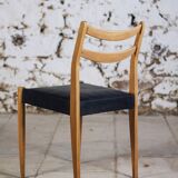 Scandinavian chair in teak and faux leather, 1960.