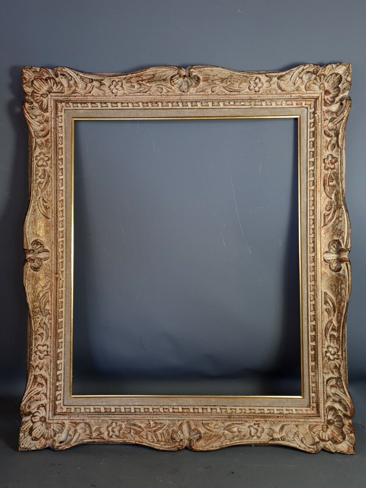 Old frame Montparnasse carved wood patinated 79x68 cm foliage 61x50.7 cm SB