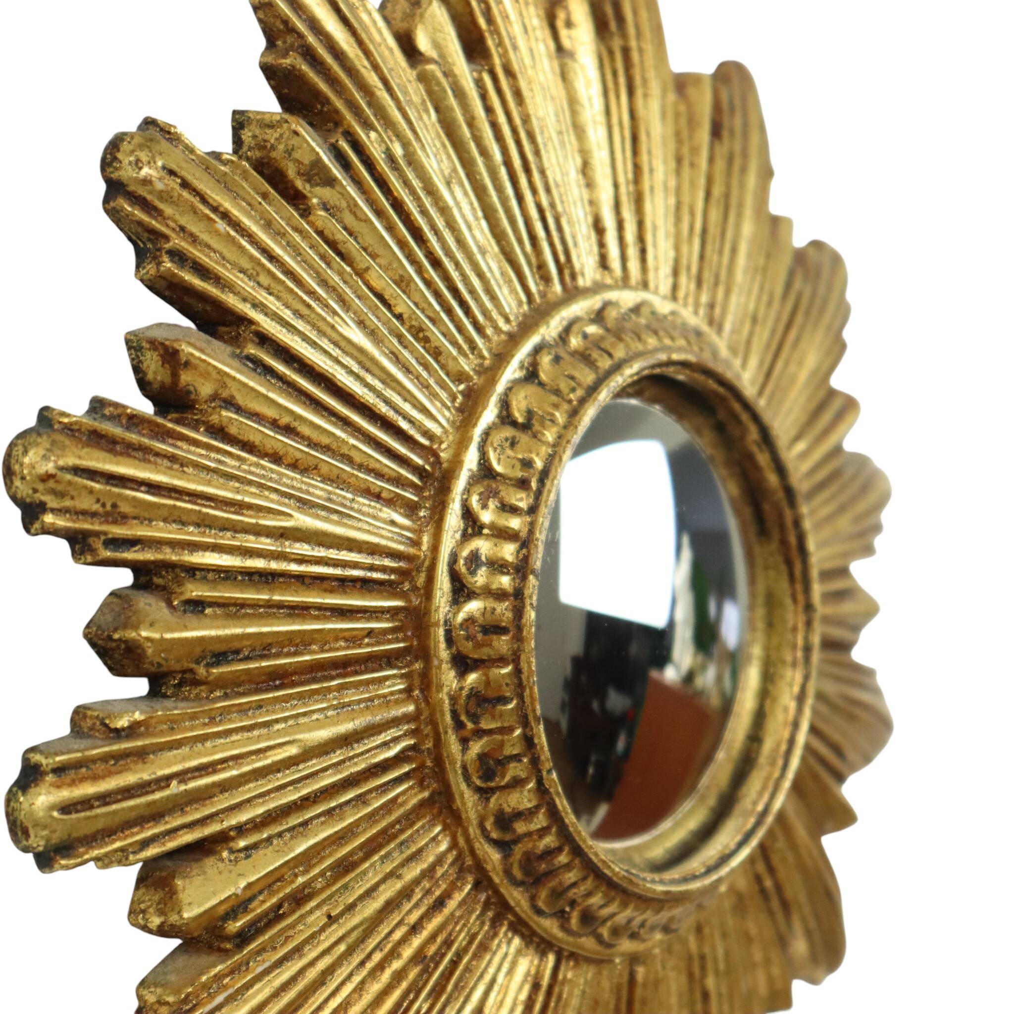 Small Sun Mirror Sunburst Mirror Gold Leaf Convex 24cm