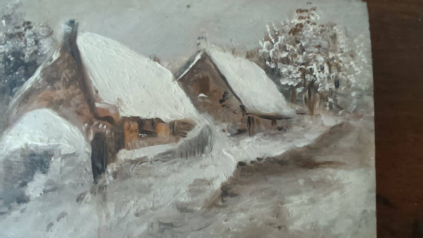 Peinture à l'huile sur panneau paysage de montagne fin 1800