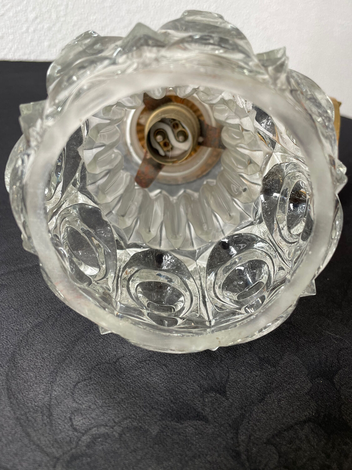 Pair of wall sconces molded glass 60s 70s