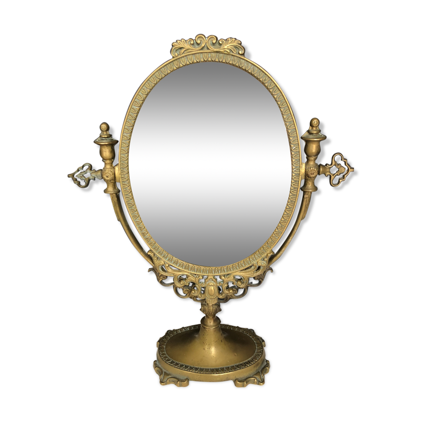 Gilded bronze table mirror