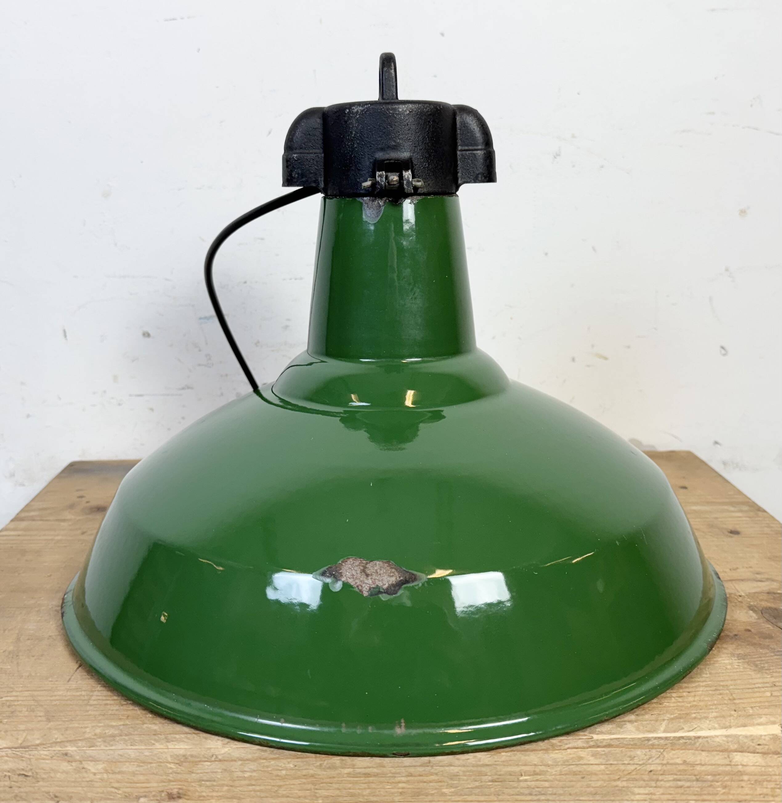 Industrial Green Enamel Factory Pendant Lamp, 1960s