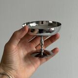 6 matte stainless steel footed bowls