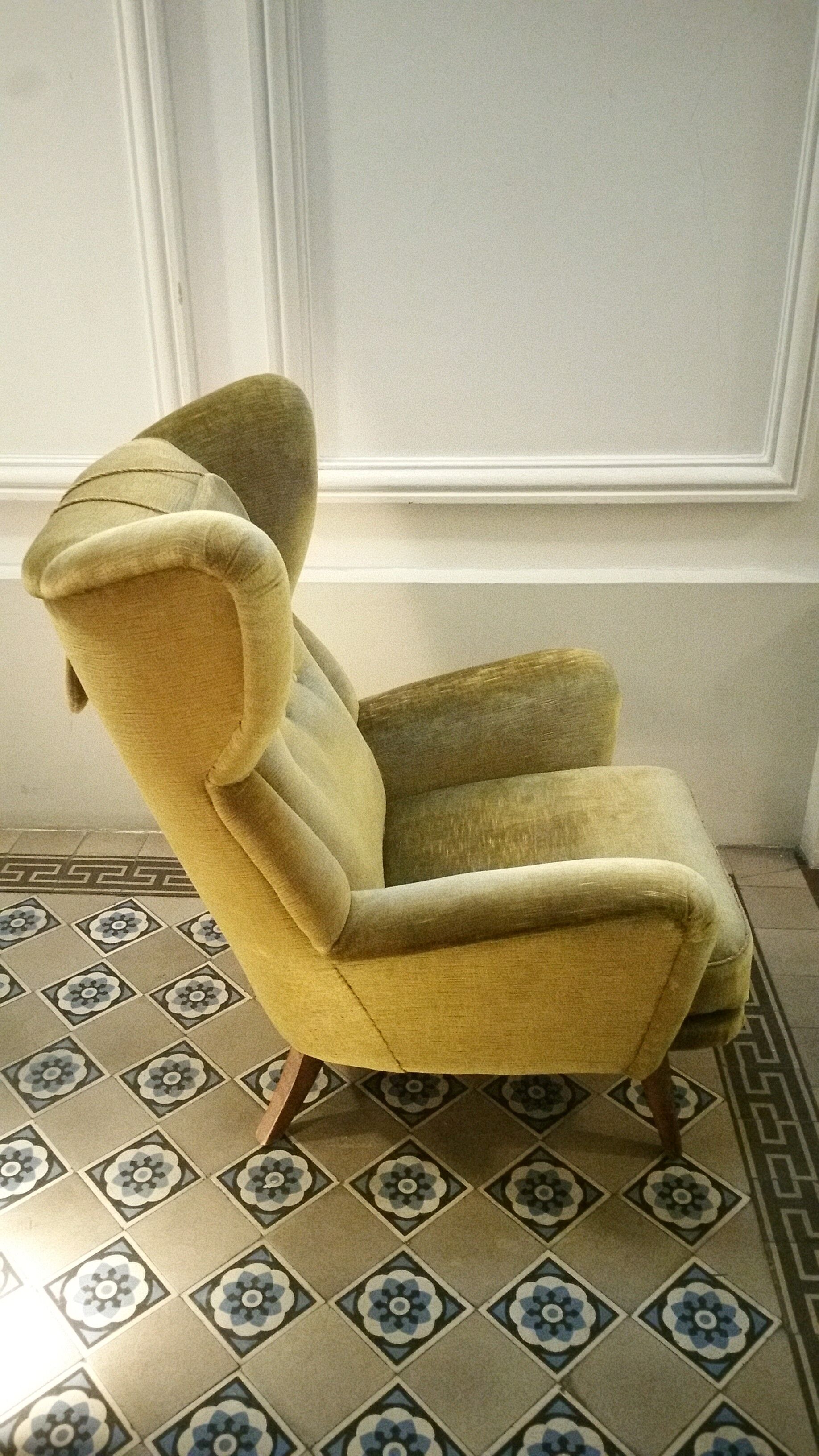 Danish wingback chair years 50-60 green armchair